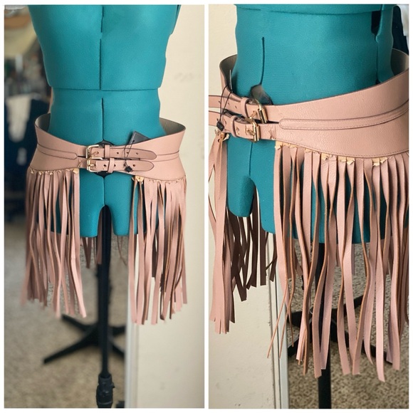 BCBGMaxAzria Accessories - NWT BCBGMAXAZRIA COACHELLA BEIGE FRINGE BOHO HIPPIE BELT L